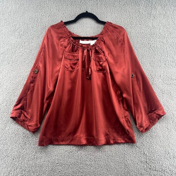Soft Surroundings Blouse Size Small 100% Silk Rust Burnt Orange NWOT - Picture 2 of 14